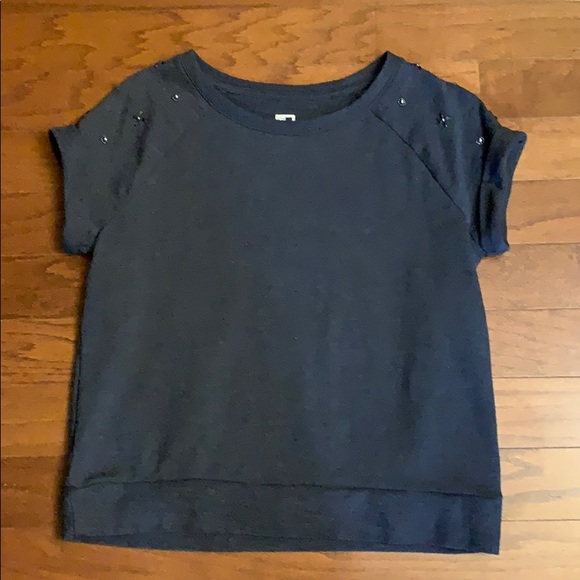 JCP Short Sleeve Blue Sweatshirt Sz Petite Medium - Picture 1 of 6